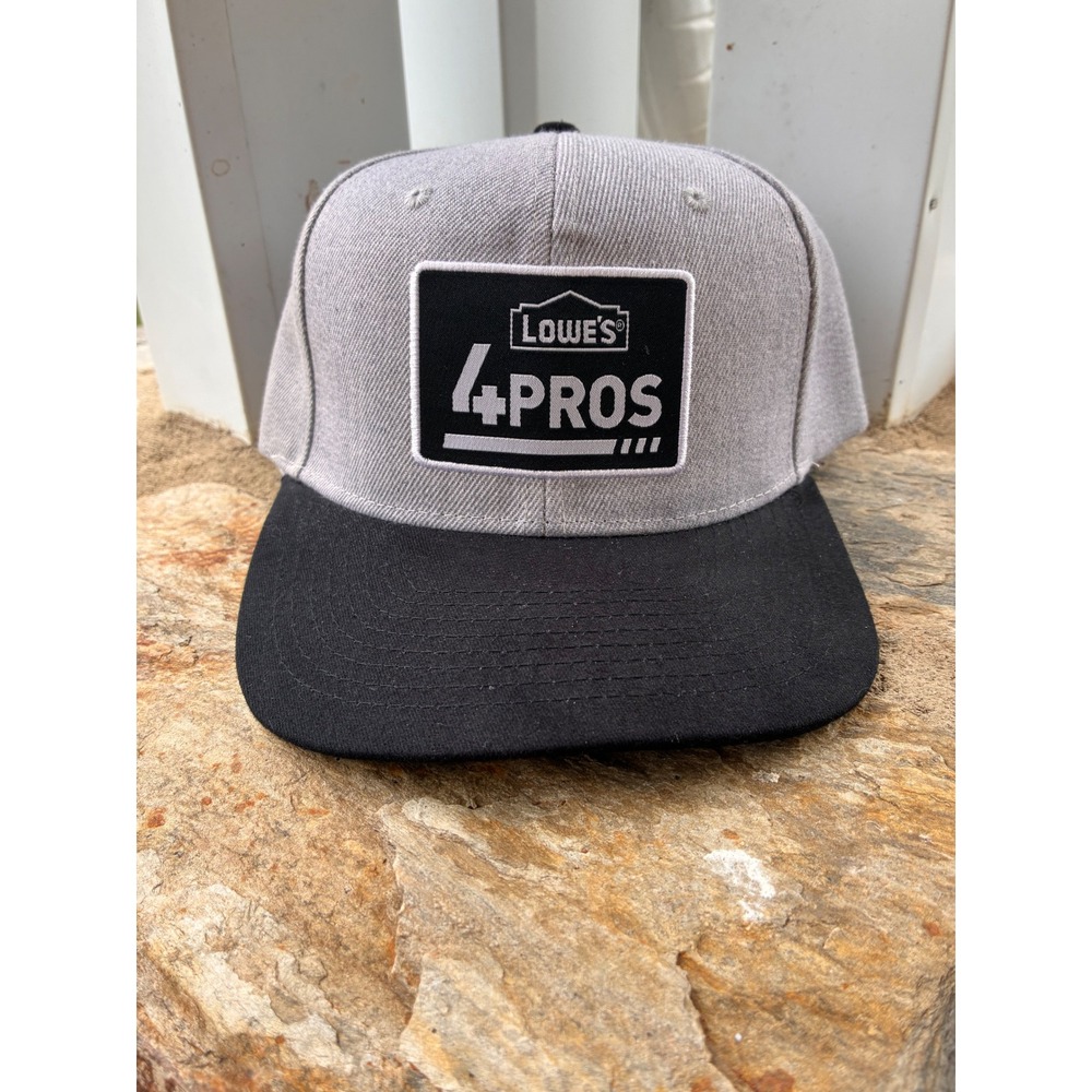 Lowes 4 Pros Snapback Hat Mens Gray Black Flat Brim Adjustable Workwear Cap